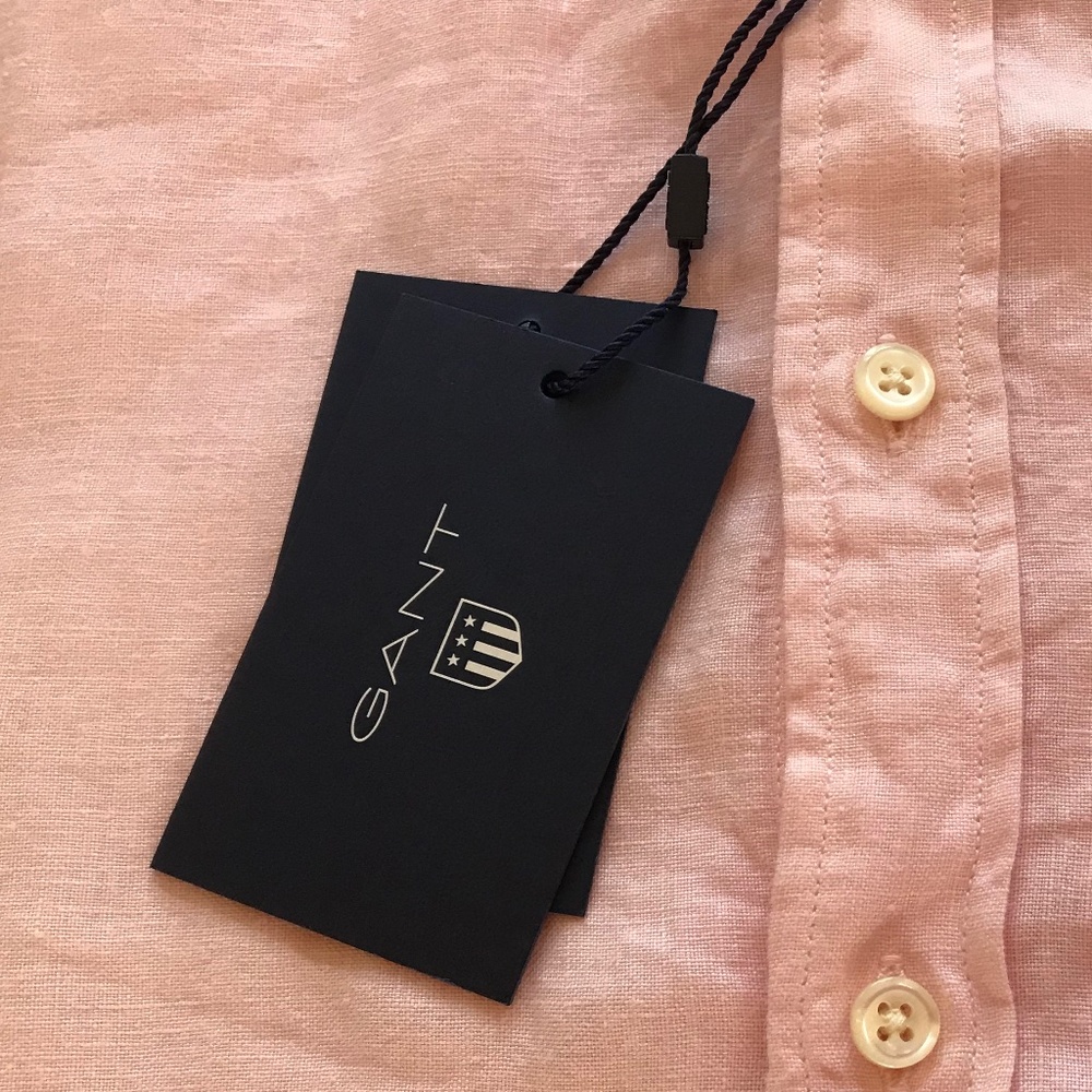 RESORTWEAR🔥 GANT PINK 100% LINEN BUTTON DOWN - Picture 8 of 16